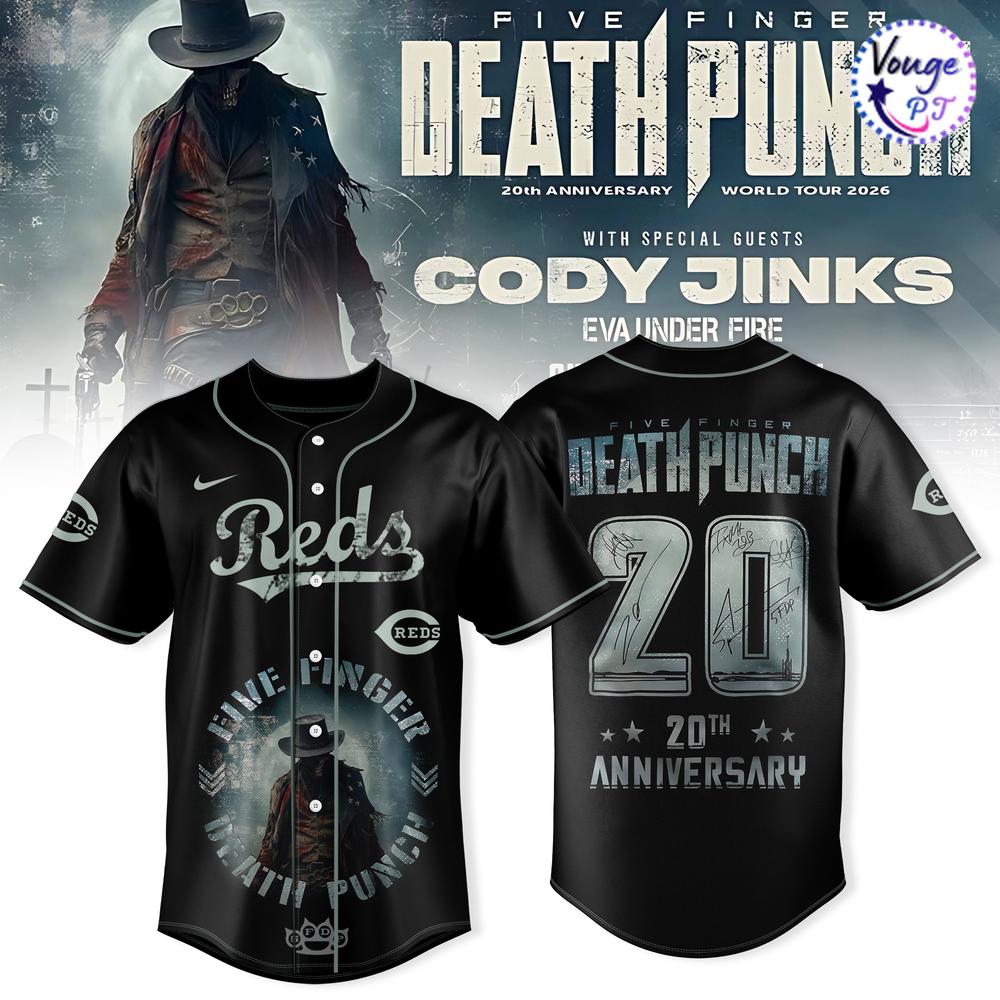 Cincinnati Reds X Five Finger Death Punch 20th Anniversary World Tour 2026 Baseball Jersey 