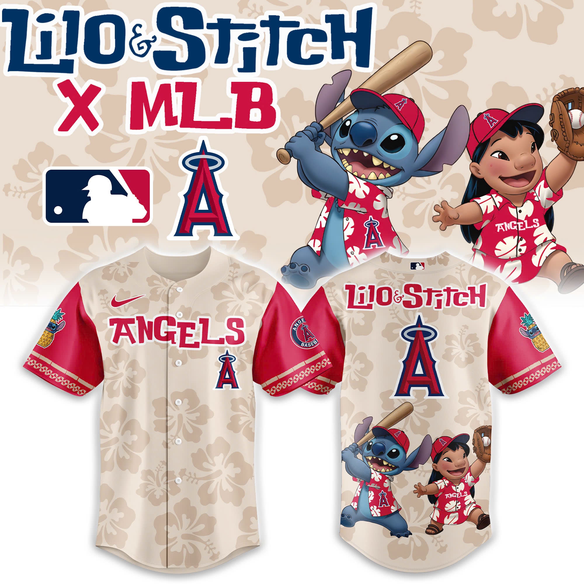 Los Angeles Angels Lilo & Stitch 2025 Baseball Jersey 