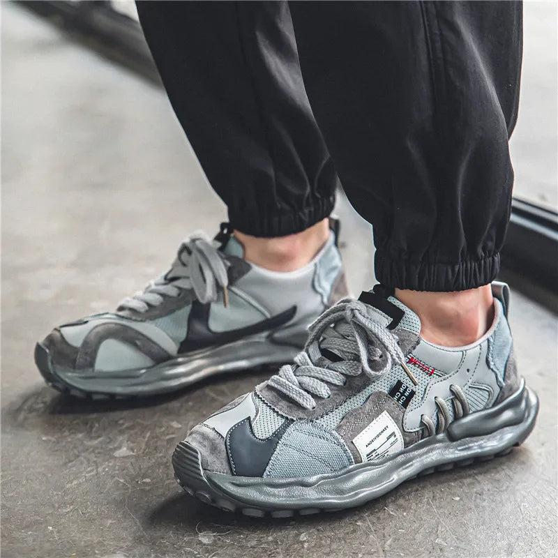 Men’s Tennis Sneakers – Thick Platform Casual Sports Shoes, Designer Style, Wide Fit