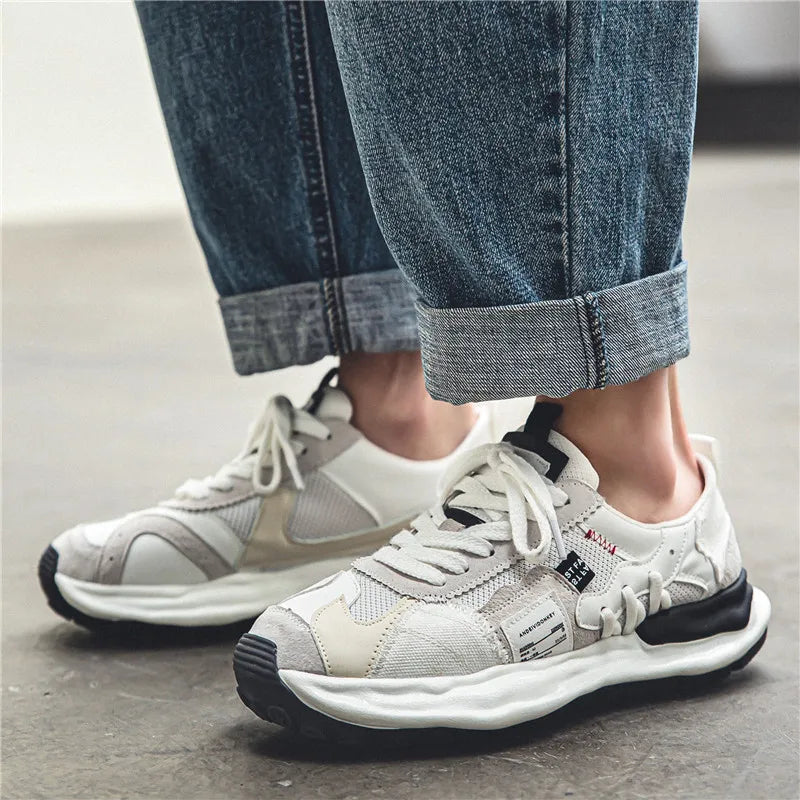 Men’s Tennis Sneakers – Thick Platform Casual Sports Shoes, Designer Style, Wide Fit