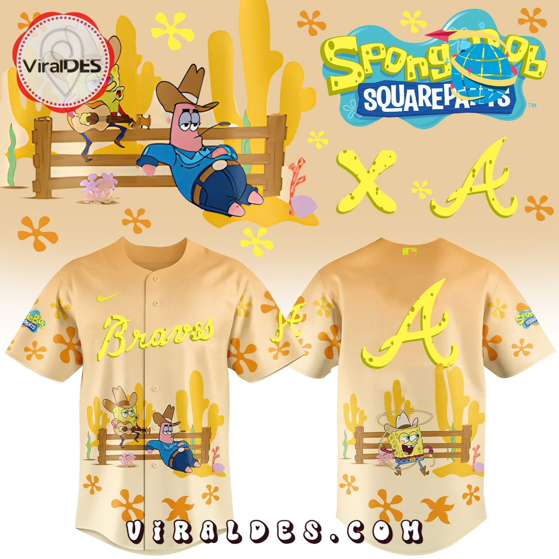 Spongebob Squarepants MLB Atlanta Braves Baseball Jersey